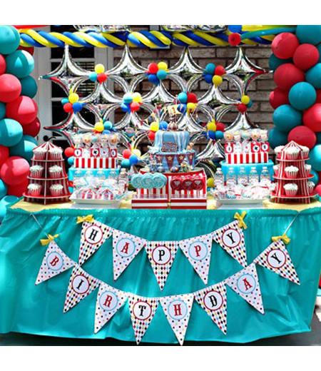 Vintage Clowning Around Carnival Birthday Party Printables Collection - Aqua and Red